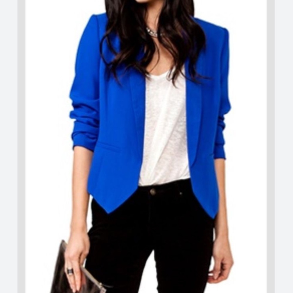 Forever 21 Bright Blue Open-Front Blazer